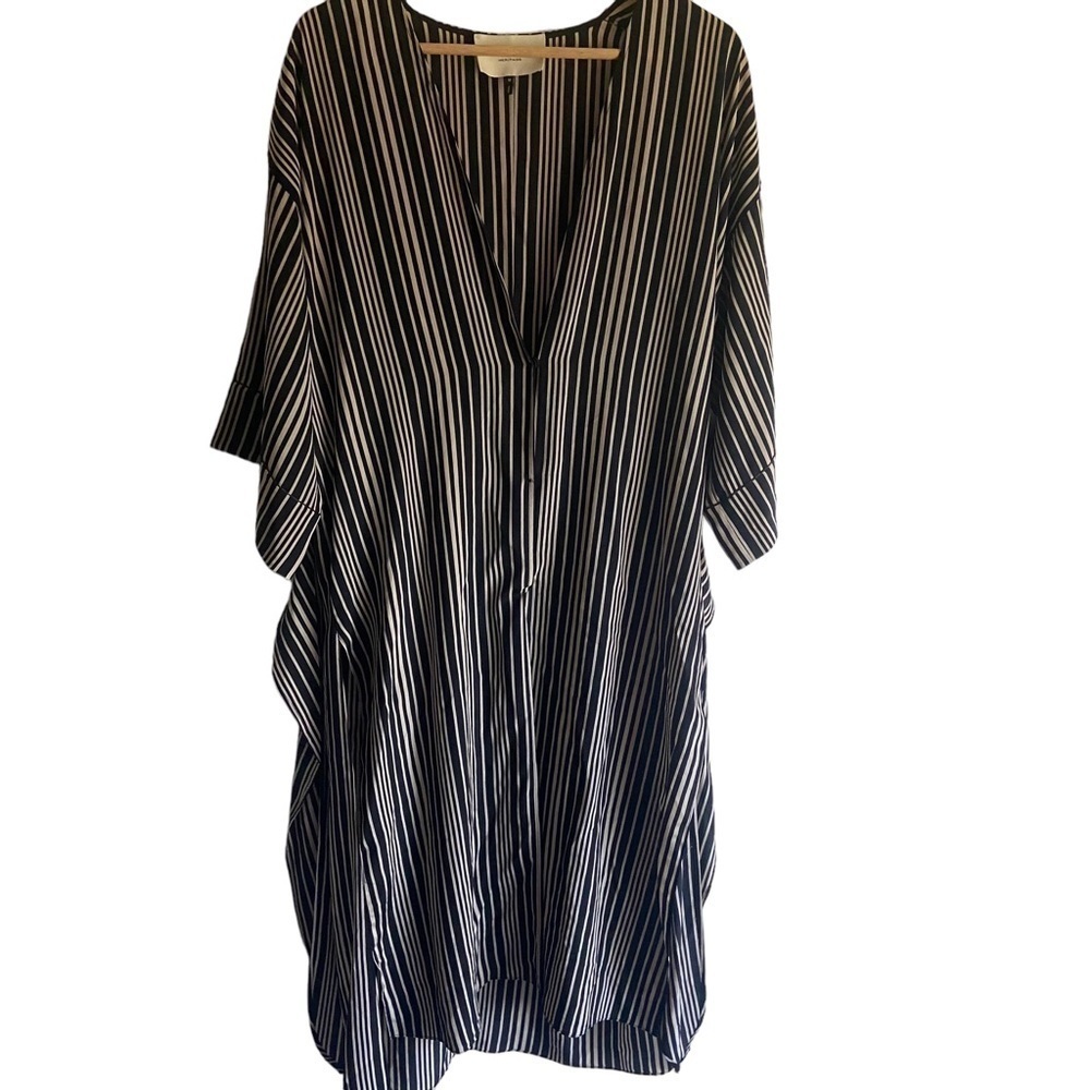 Halston Heritage Long V-Neck Self-Tie Kimono Jacket 100% Silk Sz - Picture 7 of 9